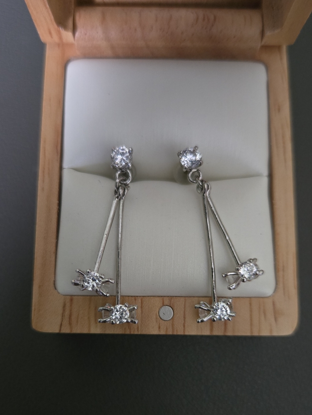 Silver Dangle Cubic Zirconia Drop Earrings - Sparkling Silver